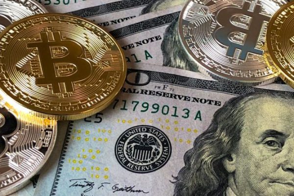 Financial - Bitcoins and U.s Dollar Bills