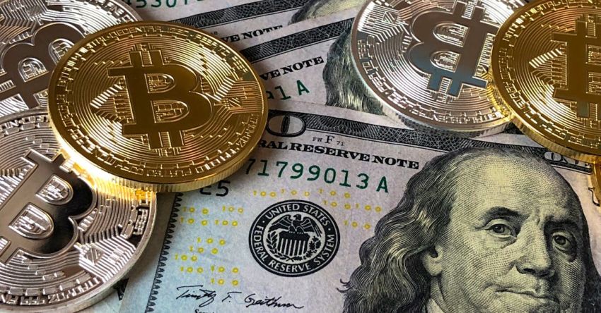Financial - Bitcoins and U.s Dollar Bills