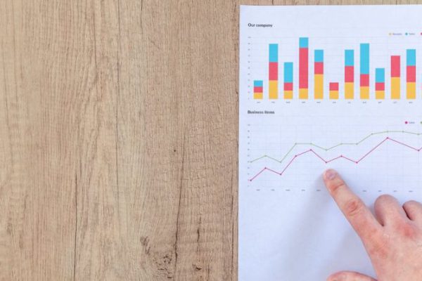 Metrics - Person Pointing Paper Line Graph